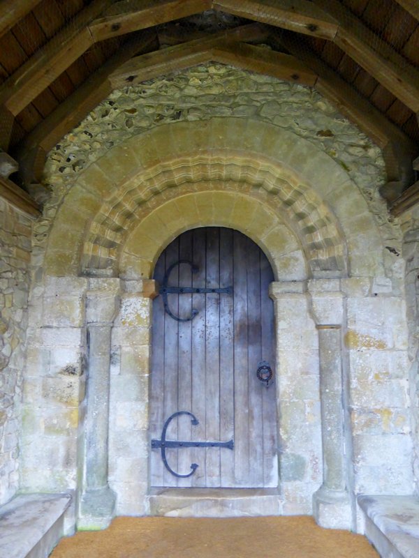 East Meon church Decorated Norman south door 
