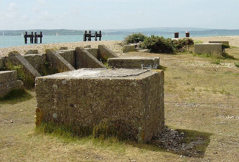 The remains of the construction of the caissons at Lepe with slipway