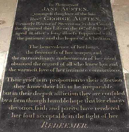 Jane Austen's Gravestone Winchester Cathedral