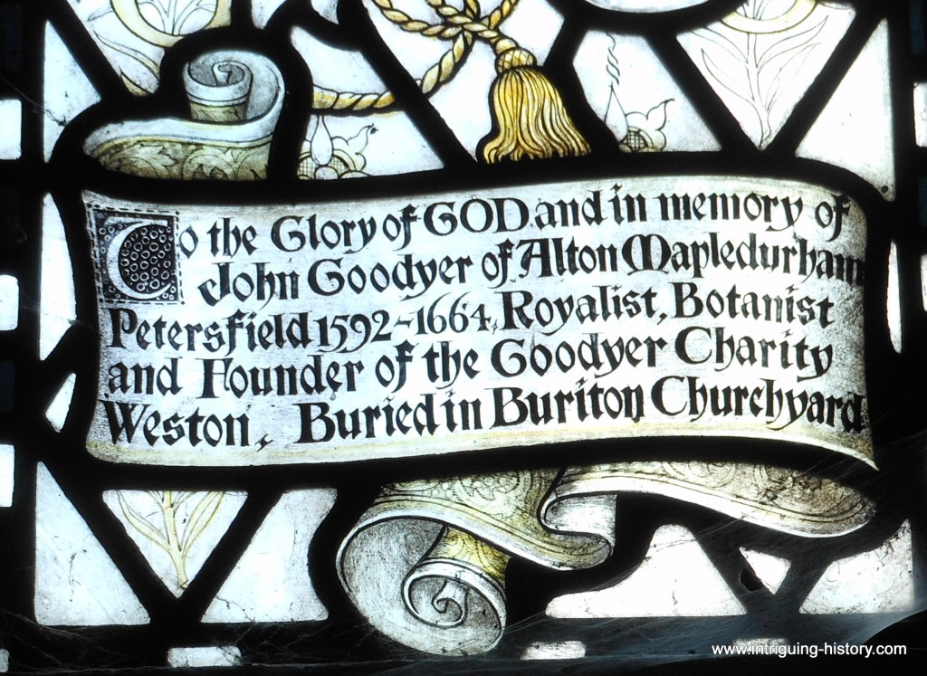 John Goodyer buried at Buriton Hampshire