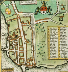 Southampton Castle on John Speeds map