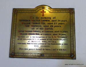 Titanic Memorial St Mary's church Eling