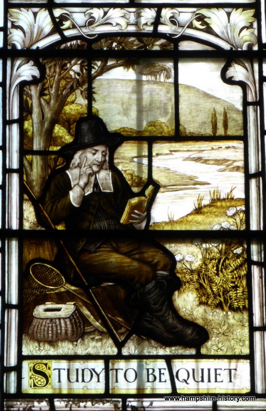 Part of the Izaak Walton window Winchester Cathedral
