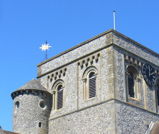The tower stairway and the weathervane