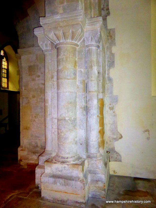 Norman architecture in East Meon church classic column